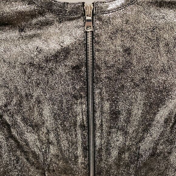 RTA Calfskin Silver Metallic Leather Mini Dress with Exposed Zippers. Size 0. - Picture 6 of 11